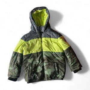 Andy & Evan Camo Colorblock Puffer Jacket Kids M 7/8 Hooded Streetwear